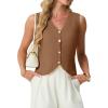 image:imageGRECERELLE Womens Summer Sleeveless Sweater Vest  100 Cotton V Neck Knit Button Down Casual Tank TopsBrown