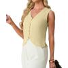image:imageGRECERELLE Womens Summer Sleeveless Sweater Vest  100 Cotton V Neck Knit Button Down Casual Tank TopsButter Yellow