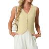 image:imageGRECERELLE Womens Summer Sleeveless Sweater Vest  100 Cotton V Neck Knit Button Down Casual Tank TopsButter Yellow