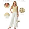 image:imageGRECERELLE Womens Summer Sleeveless Sweater Vest  100 Cotton V Neck Knit Button Down Casual Tank TopsButter Yellow