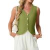 image:imageGRECERELLE Womens Summer Sleeveless Sweater Vest  100 Cotton V Neck Knit Button Down Casual Tank TopsDill Green