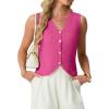 image:imageGRECERELLE Womens Summer Sleeveless Sweater Vest  100 Cotton V Neck Knit Button Down Casual Tank TopsHot Pink