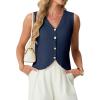 image:imageGRECERELLE Womens Summer Sleeveless Sweater Vest  100 Cotton V Neck Knit Button Down Casual Tank TopsNavy Blue