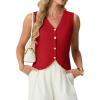image:imageGRECERELLE Womens Summer Sleeveless Sweater Vest  100 Cotton V Neck Knit Button Down Casual Tank TopsRed