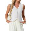 image:imageGRECERELLE Womens Summer Sleeveless Sweater Vest  100 Cotton V Neck Knit Button Down Casual Tank TopsWhite