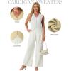 image:imageGRECERELLE Womens Summer Sleeveless Sweater Vest  100 Cotton V Neck Knit Button Down Casual Tank TopsWhite