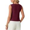 image:imageGRECERELLE Womens Summer Sleeveless Sweater Vest  100 Cotton V Neck Knit Button Down Casual Tank TopsWine Red