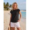 image:imageGRECERELLE Womens Summer Tops Cap Sleeve Basic Tee Shirts Casual Tank Top Loose Crew Neck 2026 Trendy Clothes S2XLAblack