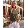 image:imageGRECERELLE Womens Summer Tops Cap Sleeve Basic Tee Shirts Casual Tank Top Loose Crew Neck 2026 Trendy Clothes S2XLArmy Green