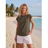 image:imageGRECERELLE Womens Summer Tops Cap Sleeve Basic Tee Shirts Casual Tank Top Loose Crew Neck 2026 Trendy Clothes S2XLArmy Green