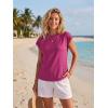 image:imageGRECERELLE Womens Summer Tops Cap Sleeve Basic Tee Shirts Casual Tank Top Loose Crew Neck 2026 Trendy Clothes S2XLHot Pink