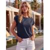 image:imageGRECERELLE Womens Summer Tops Cap Sleeve Basic Tee Shirts Casual Tank Top Loose Crew Neck 2026 Trendy Clothes S2XLNavy Blue