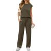 image:imageGRECERELLE 2 Piece Sets For Women Summer 2026 Outfits Lounge Sets Sleeveless Sweatsuits Wide Leg Tracksuits With PocketsArmy Green