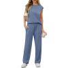 image:imageGRECERELLE 2 Piece Sets For Women Summer 2026 Outfits Lounge Sets Sleeveless Sweatsuits Wide Leg Tracksuits With PocketsHaze Blue