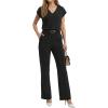 image:imageGRECERELLE 2026 Womens Spring amp Summer Casual 2 Piece Set  VNeck Top amp WrinkleFree Pants With PocketsBlack