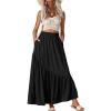 image:imageGRECERELLE Womens Boho Maxi Skirt High Waist Pleated ALine Flowy Swing Asymmetric Tiered Long Skirts with PocketsBlack
