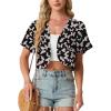 image:imageGRECERELLE Womens Summer Lightweight Cropped Cardigan Shrug Short Sleeve Open Front Casual Bolero Cover UpsBlack Butterfly