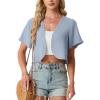 image:imageGRECERELLE Womens Summer Lightweight Cropped Cardigan Shrug Short Sleeve Open Front Casual Bolero Cover UpsHaze Blue