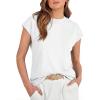 image:imageGRECERELLE Womens Summer Tops Cap Sleeve Basic Tee Shirts Casual Tank Top Loose Crew Neck 2026 Trendy Clothes S2XLAwhite