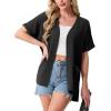 image:imageGRECERELLE Short Sleeve Cardigan for Women Lightweight Summer with Pockets Open Front Casual Beach Cover Ups 2026Ablack