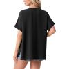 image:imageGRECERELLE Short Sleeve Cardigan for Women Lightweight Summer with Pockets Open Front Casual Beach Cover Ups 2026Ablack