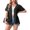 image:imageGRECERELLE Short Sleeve Cardigan for Women Lightweight Summer with Pockets Open Front Casual Beach Cover Ups 2026Ablack