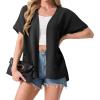 image:imageGRECERELLE Short Sleeve Cardigan for Women Lightweight Summer with Pockets Open Front Casual Beach Cover Ups 2026Ablack
