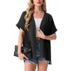 image:imageGRECERELLE Short Sleeve Cardigan for Women Lightweight Summer with Pockets Open Front Casual Beach Cover Ups 2026Ablack