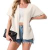 image:imageGRECERELLE Short Sleeve Cardigan for Women Lightweight Summer with Pockets Open Front Casual Beach Cover Ups 2026Aivory White