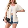 image:imageGRECERELLE Short Sleeve Cardigan for Women Lightweight Summer with Pockets Open Front Casual Beach Cover Ups 2026Aivory White