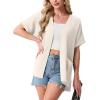 image:imageGRECERELLE Short Sleeve Cardigan for Women Lightweight Summer with Pockets Open Front Casual Beach Cover Ups 2026Aivory White