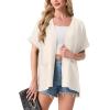 image:imageGRECERELLE Short Sleeve Cardigan for Women Lightweight Summer with Pockets Open Front Casual Beach Cover Ups 2026Aivory White