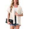 image:imageGRECERELLE Short Sleeve Cardigan for Women Lightweight Summer with Pockets Open Front Casual Beach Cover Ups 2026Aivory White