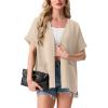 image:imageGRECERELLE Short Sleeve Cardigan for Women Lightweight Summer with Pockets Open Front Casual Beach Cover Ups 2026Apricot