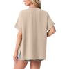 image:imageGRECERELLE Short Sleeve Cardigan for Women Lightweight Summer with Pockets Open Front Casual Beach Cover Ups 2026Apricot