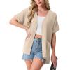 image:imageGRECERELLE Short Sleeve Cardigan for Women Lightweight Summer with Pockets Open Front Casual Beach Cover Ups 2026Apricot