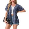 image:imageGRECERELLE Short Sleeve Cardigan for Women Lightweight Summer with Pockets Open Front Casual Beach Cover Ups 2026Blue Small Flower