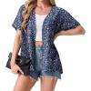 image:imageGRECERELLE Short Sleeve Cardigan for Women Lightweight Summer with Pockets Open Front Casual Beach Cover Ups 2026Blue Small Flower