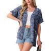 image:imageGRECERELLE Short Sleeve Cardigan for Women Lightweight Summer with Pockets Open Front Casual Beach Cover Ups 2026Blue Small Flower