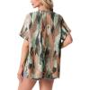 image:imageGRECERELLE Short Sleeve Cardigan for Women Lightweight Summer with Pockets Open Front Casual Beach Cover Ups 2026Camou Green Pink