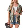 image:imageGRECERELLE Short Sleeve Cardigan for Women Lightweight Summer with Pockets Open Front Casual Beach Cover Ups 2026Camou Green Pink