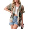 image:imageGRECERELLE Short Sleeve Cardigan for Women Lightweight Summer with Pockets Open Front Casual Beach Cover Ups 2026Camou Green Pink
