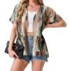 image:imageGRECERELLE Short Sleeve Cardigan for Women Lightweight Summer with Pockets Open Front Casual Beach Cover Ups 2026Camou Green Pink