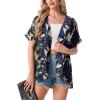 image:imageGRECERELLE Short Sleeve Cardigan for Women Lightweight Summer with Pockets Open Front Casual Beach Cover Ups 2026Colorful Banana Leaf