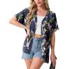 image:imageGRECERELLE Short Sleeve Cardigan for Women Lightweight Summer with Pockets Open Front Casual Beach Cover Ups 2026Colorful Banana Leaf