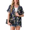 image:imageGRECERELLE Short Sleeve Cardigan for Women Lightweight Summer with Pockets Open Front Casual Beach Cover Ups 2026Colorful Banana Leaf