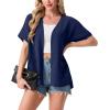 image:imageGRECERELLE Short Sleeve Cardigan for Women Lightweight Summer with Pockets Open Front Casual Beach Cover Ups 2026Dark Blue