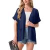 image:imageGRECERELLE Short Sleeve Cardigan for Women Lightweight Summer with Pockets Open Front Casual Beach Cover Ups 2026Dark Blue