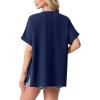 image:imageGRECERELLE Short Sleeve Cardigan for Women Lightweight Summer with Pockets Open Front Casual Beach Cover Ups 2026Dark Blue
