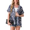 image:imageGRECERELLE Short Sleeve Cardigan for Women Lightweight Summer with Pockets Open Front Casual Beach Cover Ups 2026Dark Blue Palm Leaf